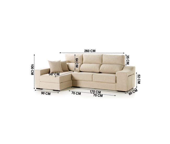 Chaise longue LUCIA IV Beige