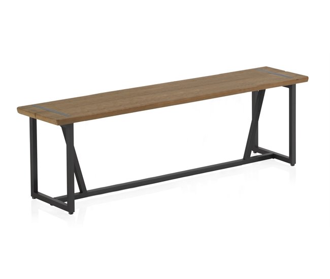 Banco de metal grande Madera