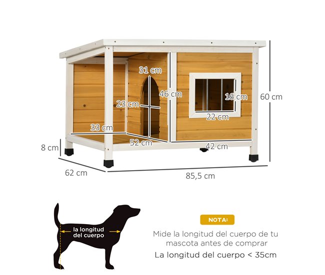 Casa para Perros Madera de Abeto PawHut Naranja