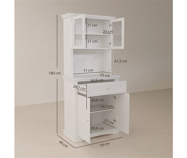 Alacena de Cocina Melamina de Madera, MDF HOMCOM, hogar - cocina Blanco