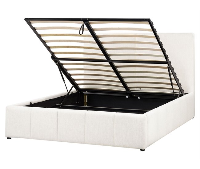Beliani Cama con almacenaje Poliéster CASTELNAVET 170x220 Crema