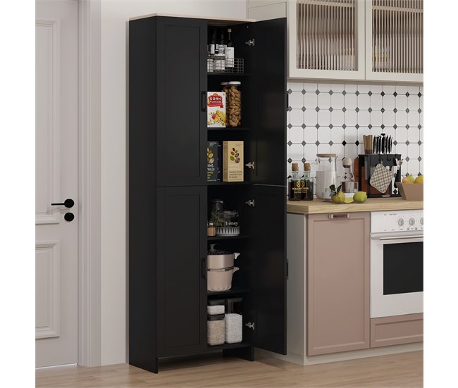Alacena de Cocina Melamina de Madera HOMCOM, hogar - cocina Negro