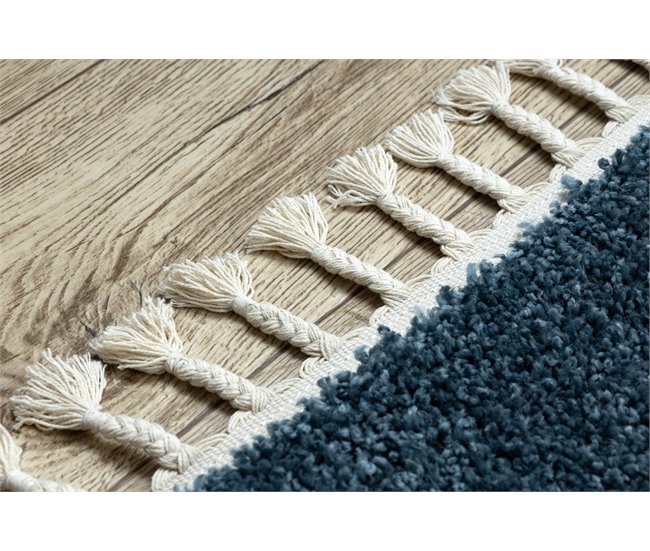 Alfombra BERBER 9000 Franjas Bereber Marroquí Shaggy 200x290 Azul