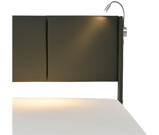 Cama de matrimonio de pu con almacenaje Gris