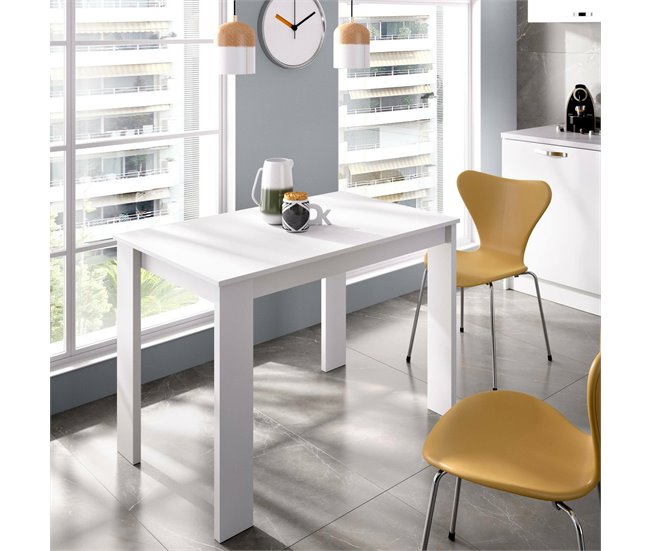 Mesa de jantar com efeito madeira 110x67 Blanco