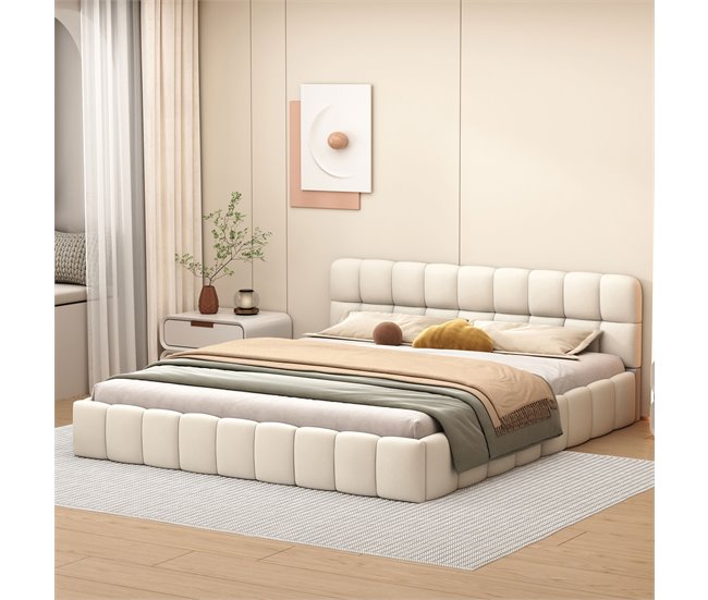 Cama, cama juvenil, cama doble, cama plana 150x213 Beige
