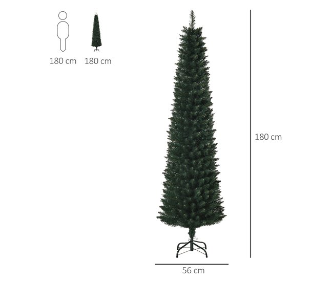 Árbol de Navidad PVC, Metal HOMCOM, hogar - decoración hogareña Verde