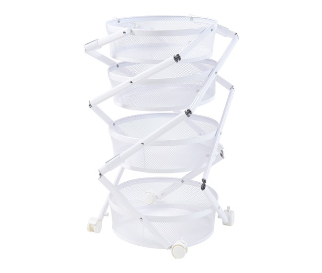 [en.casa] Carrito de cocina Sørreisa plegable con 4 cestas Blanco