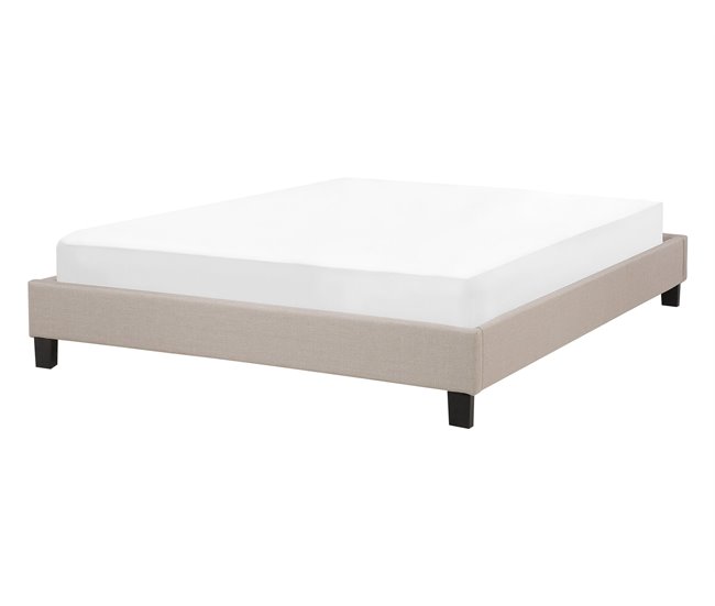 Beliani Cama con somier Poliéster ROANNE 149x211 Beige