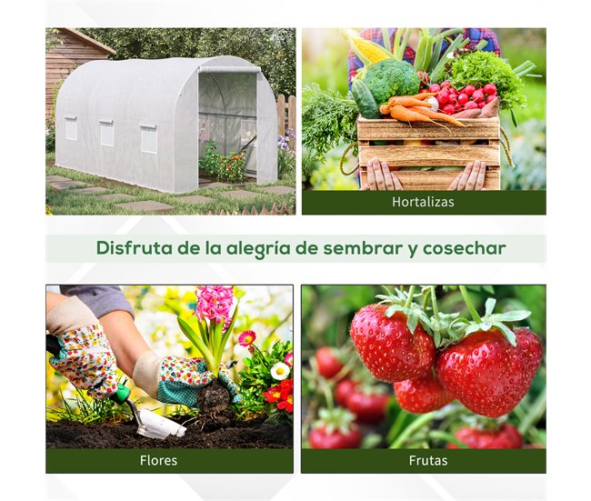 Invernadero de Túnel Metal, PE Outsunny Gris