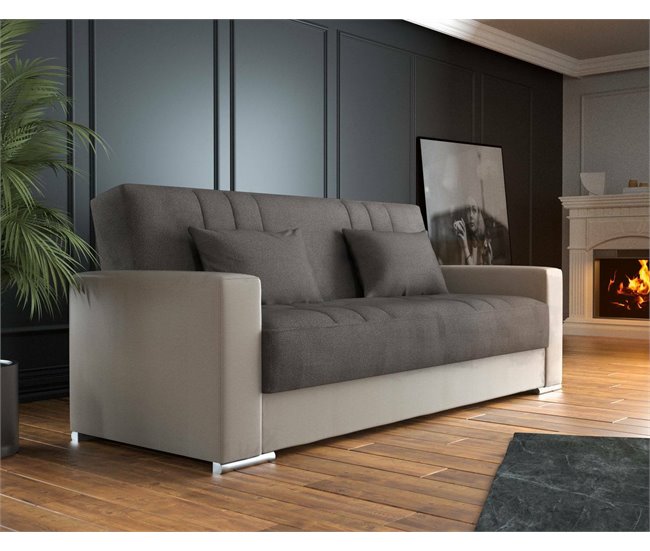 Sofá cama 3 plazas en tela Beige