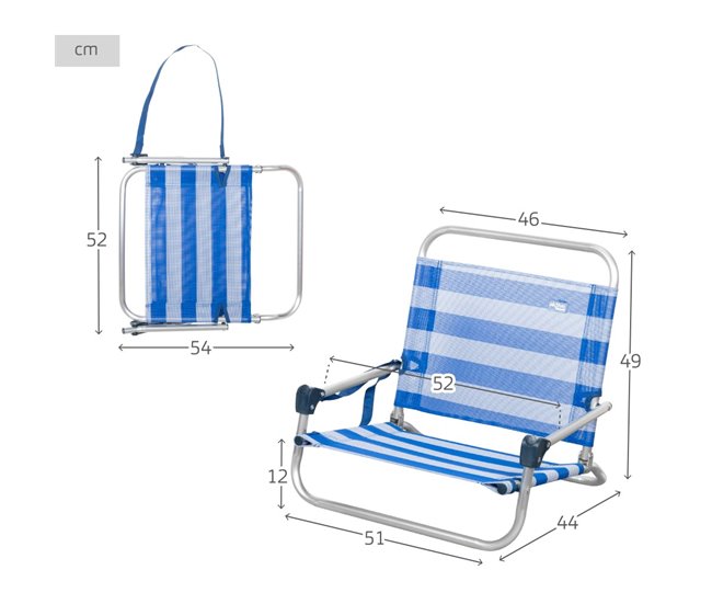 Aktive Silla de playa plegable pequeña marinera c/asa de hombro Azul