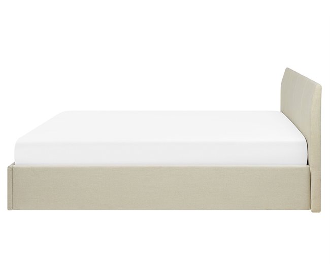Beliani Cama con almacenaje Poliéster ORBEY 177x212 Beige