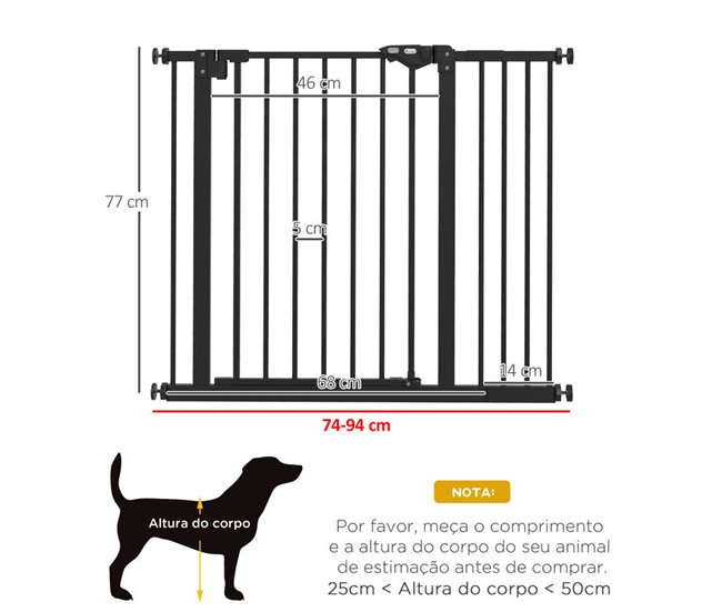 Barrera de Seguridad Metal, Plástico PawHut Negro