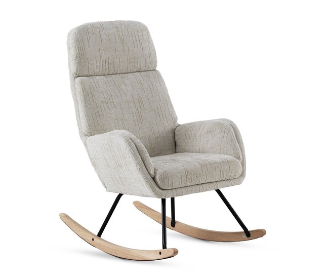 Balancín tapizado en chenilla y patas metálicas Blanco