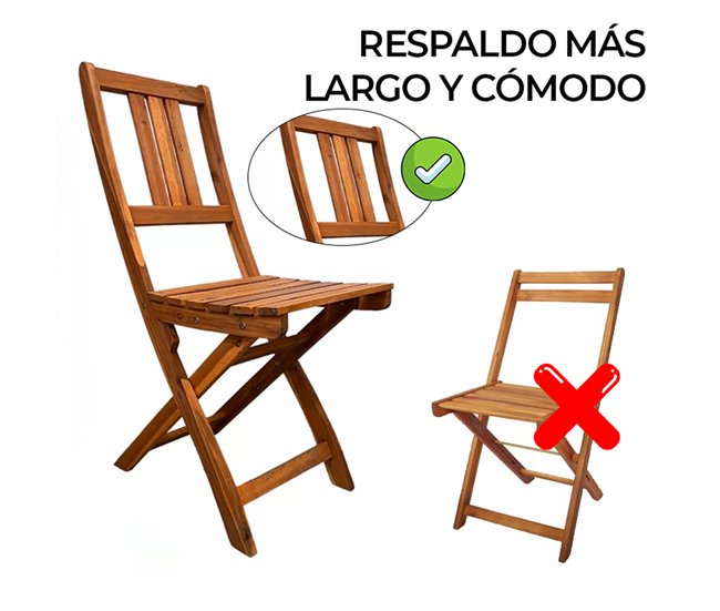 YOEVU -Set de Madera de Acacia, 1 Mesa y 2 Sillas Plegables Acacia