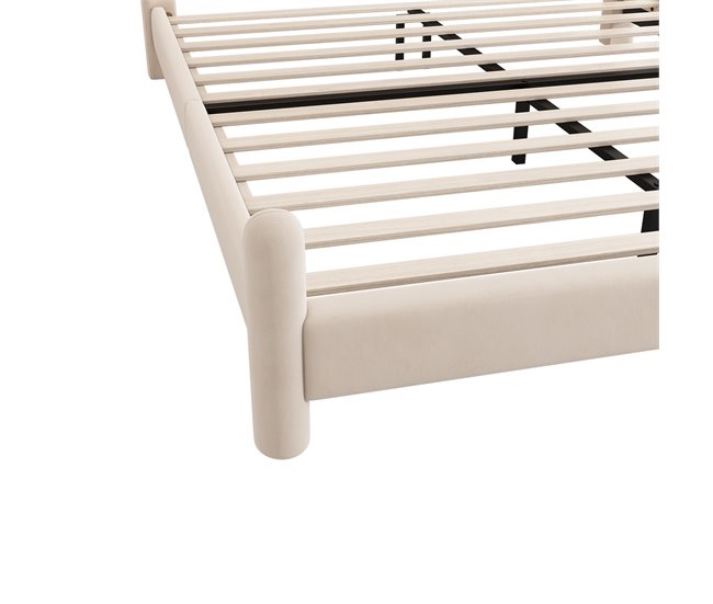 Cama de matrimonio de terciopelo 189x212 Beige