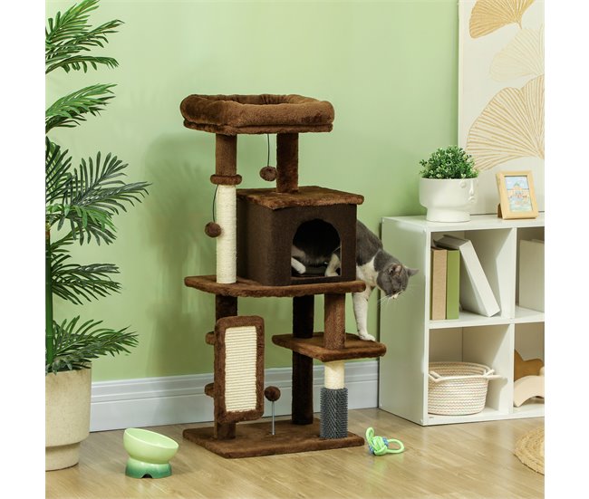 Árbol para Gatos Aglomerado de Madera PawHut Marron