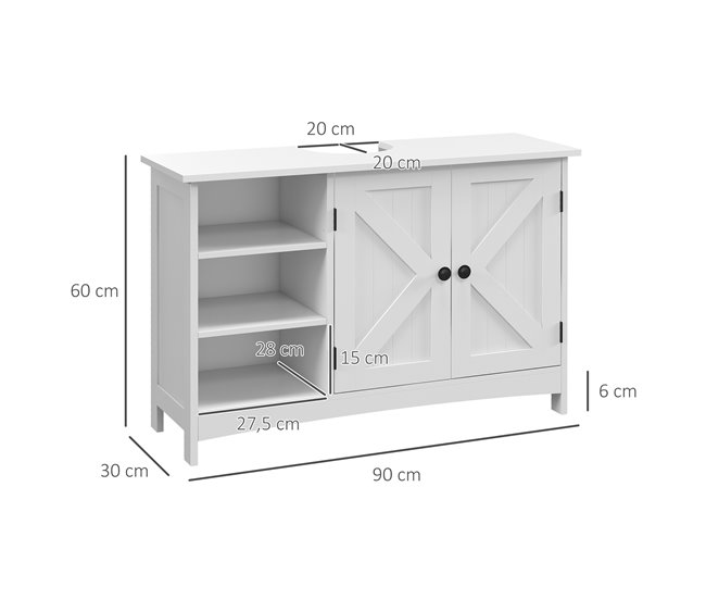 Armario de Baño MDF kleankin, hogar - baño Blanco