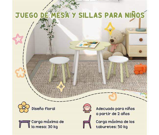 Mesa para Niños MDF, Madera de Pino ZONEKIZ 59x59 Amarillo