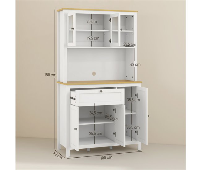 Alacena de Cocina MDF HOMCOM, hogar - cocina Blanco
