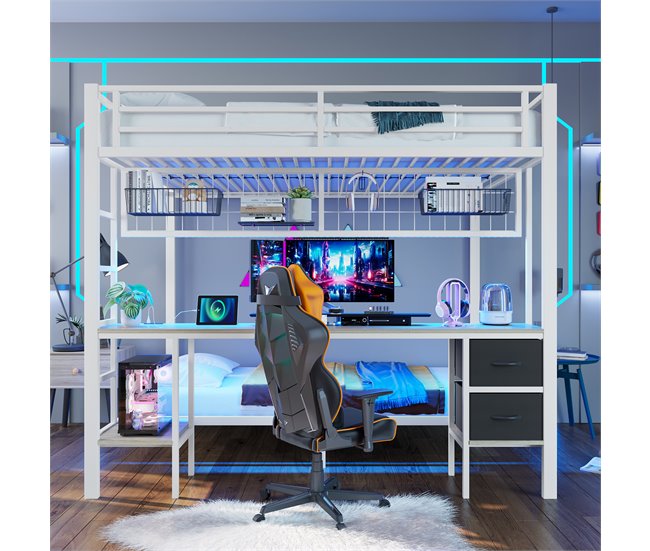 Cama litera 145x204 Blanco