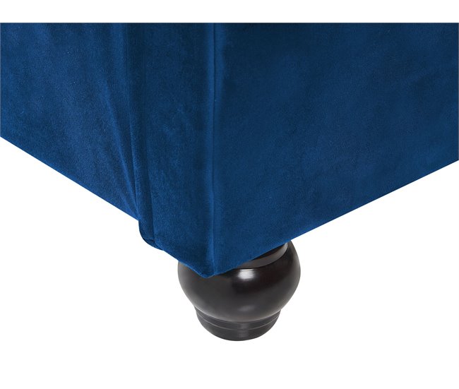 Beliani Cama con somier Terciopelo AVALLON 192x233 Azul Marino