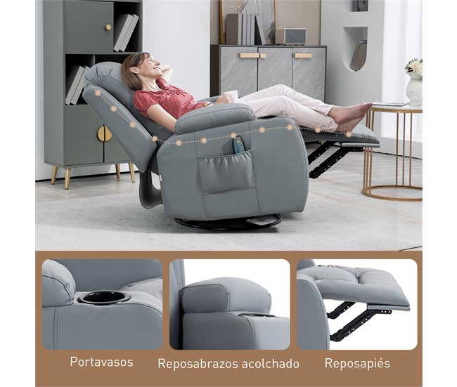 Sillón de Masaje PU HOMCOM, hogar - sofás y butacas Gris