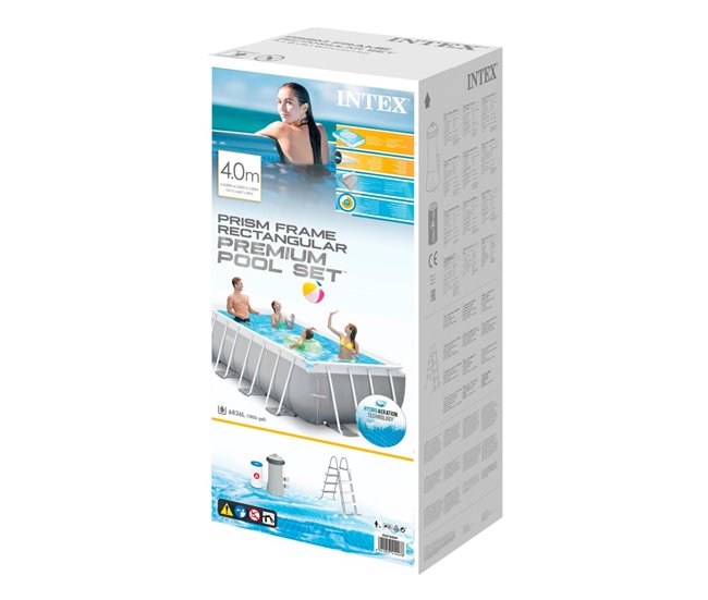 Piscina elevada rectangular prism frame intex con depuradora Gris