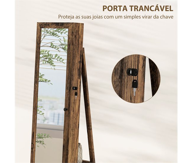 Espejo Joyero MDF, Vidrio HOMCOM, hogar - decoración Rojo