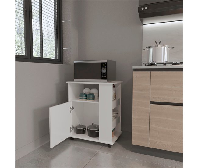 Armario inferiror Lower para microondas en melamina con gabinete Blanco