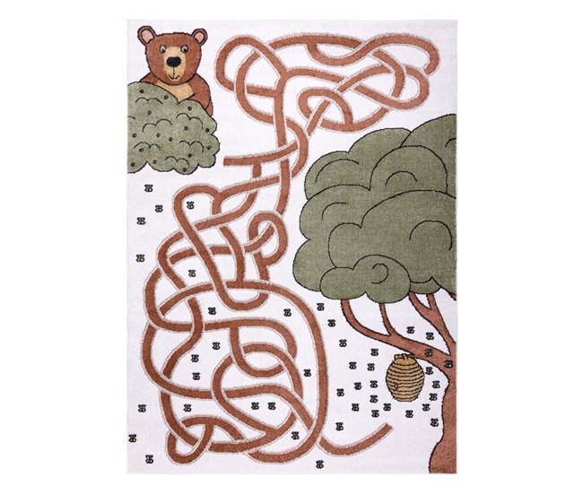 Alfombra FUN Honey para niños oso abejas 240x330 Blanco