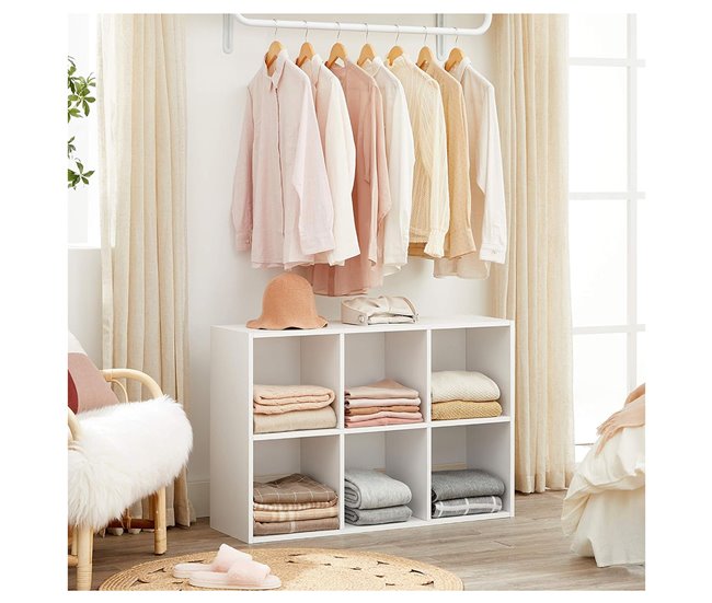 Acomoda Textil – Estantería para Pared y Suelo. (6 Cubos) 67 Blanco