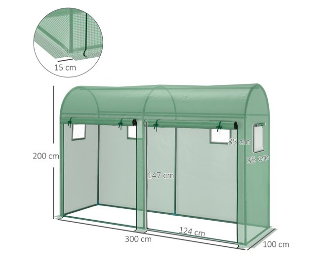 Invernadero Acero, PE Outsunny Verde