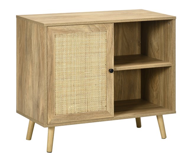 Aparador de Cocina Melamina de Madera, Ratán, Madera de Pino Marron