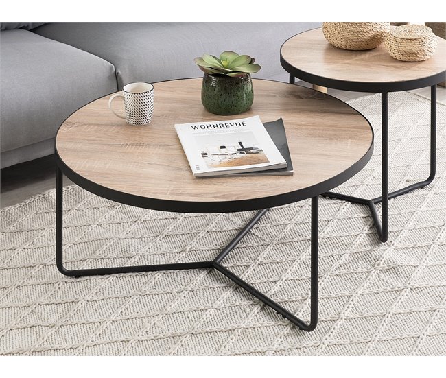 Beliani Conjunto de 2 mesas de centro MELODY Marron