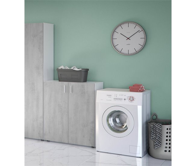 Armario multiusos 2 puertas efecto madera Gris