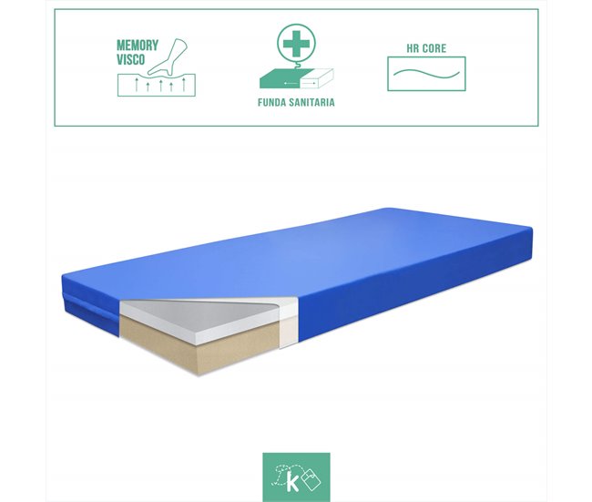 Colchón Geriátrico - Viscoelástico - Funda Sanitaria Ignífuga 