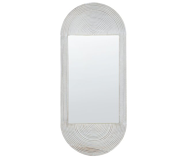 Conforama Espejo de pared de madera blanco crema 56 x 130 cm BRIANT