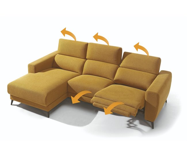 Chaise longue 4 plazas relax eléctrico DRAX derecho mostaza Mostaza