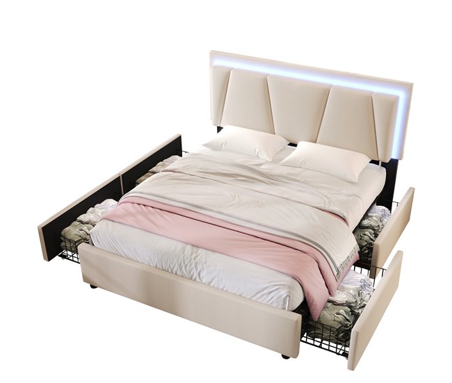 Camas de matrimonio 169x207 Beige