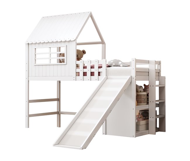Cama alta para niños 219x208 Blanco
