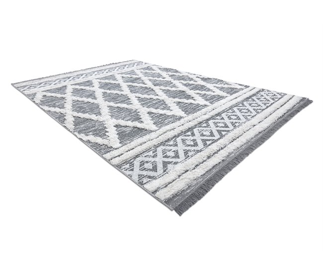 Alfombra ECO sisal BOHO MOROC Diamantes 22297 franjas 117x170 Gris