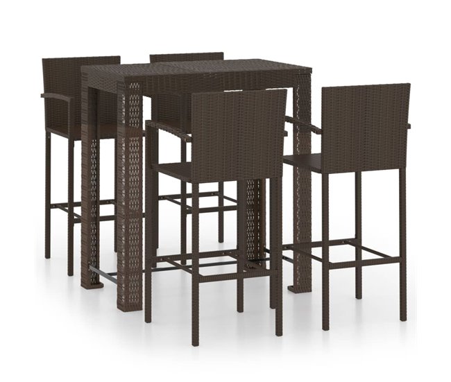 Muebles de bar de jardín   ratán PE reposabrazos Marron