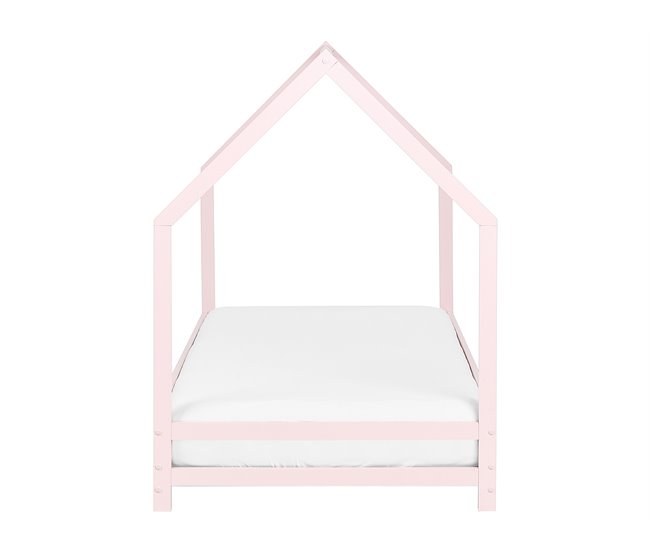 Beliani Cama con somier Madera de pino APPY Rosa Talco