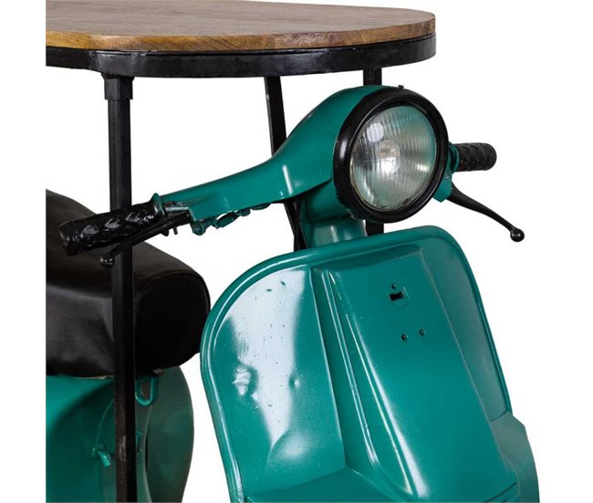 Barra botellero moto vespa de metal y madera Azul