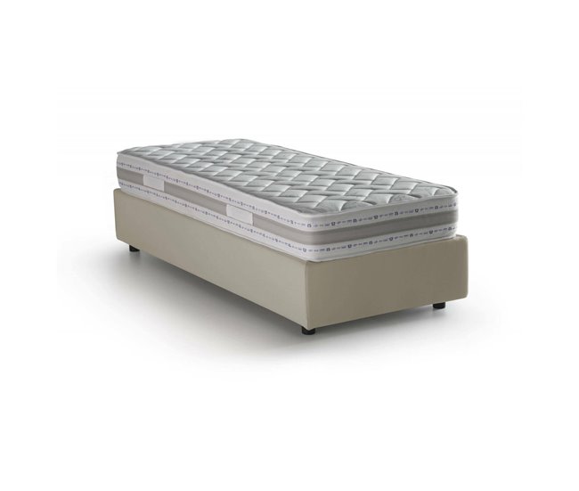 Cama individual en tela Beige