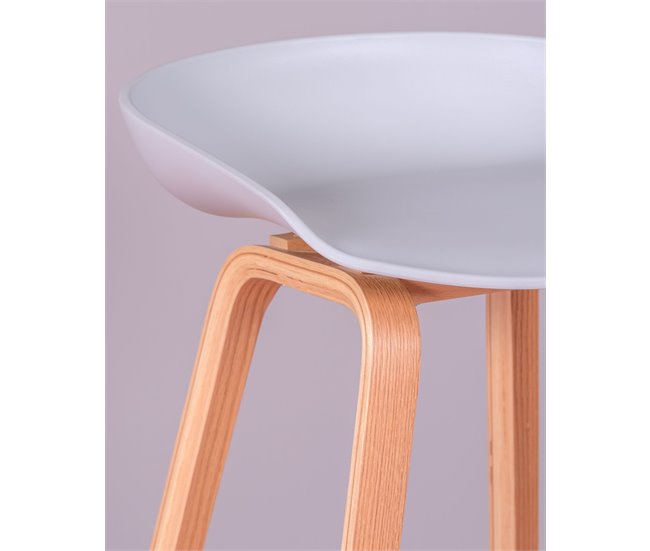 Taburete nórdico con patas de madera de haya  - Daxer Gris Claro
