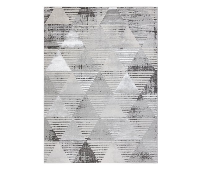 Alfombra LIRA E1627 Triángulos Geométrico estructural moderna 80x150 Gris