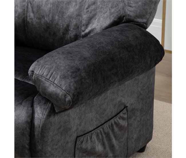 Sillón Relax Reclinable Poliéster, Espuma, Metal HOMCOM Negro